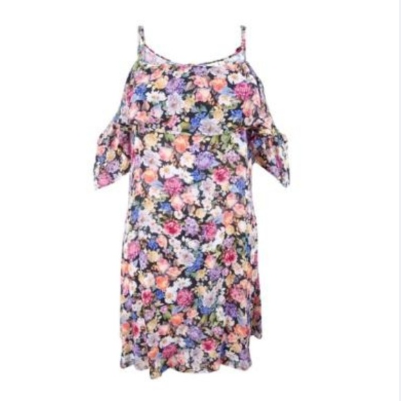 NWT Lucky Brand Floral-Print Cold shoulder coverup - Picture 1 of 7